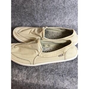 Sanuk Shoes Womens Size 11 Beige Slip On Cotton Flats Casual Comfort Loafers